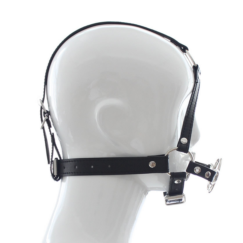 0302030 Dual Ring Mouth Gag Ball Gags Head Harness Fetish Forced Open Mouth